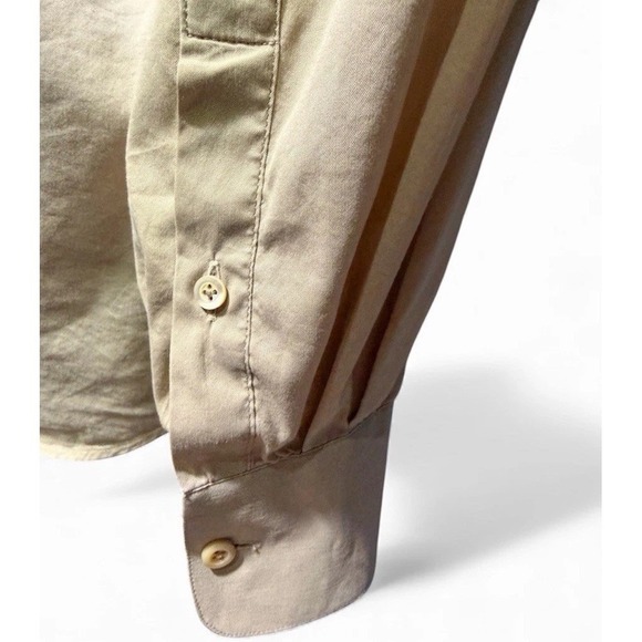 Vintage PRADA Made Italy Beige Stretch, Collar Lng Sleeve Dress Shirt 39"15-1/2" - Picture 11 of 16